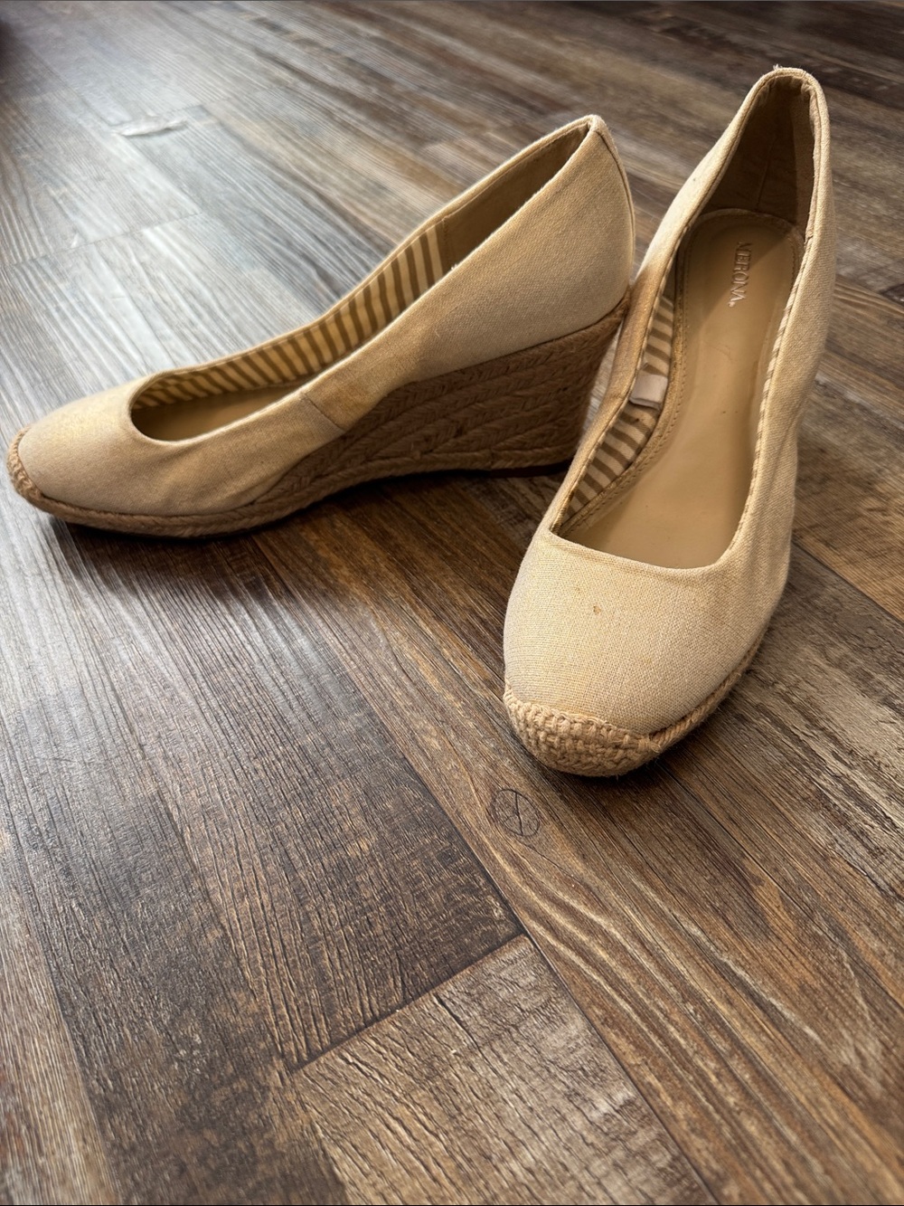 Merona Neutral Canvas Espadrille Wedge Shoes